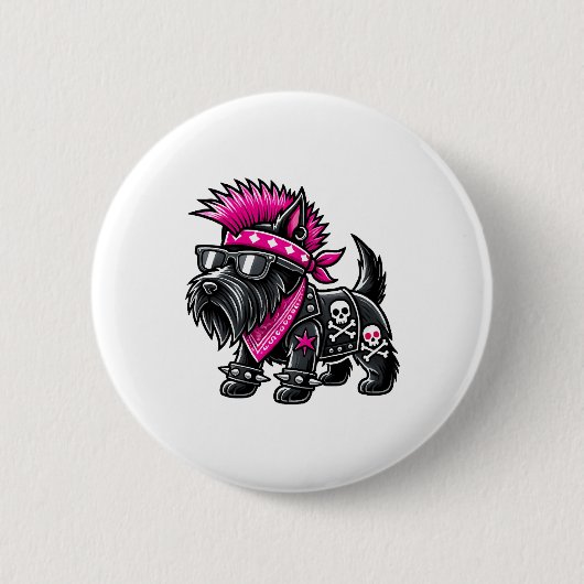 Schottischer Terrier Punk-Musik Button (Vorderseite)