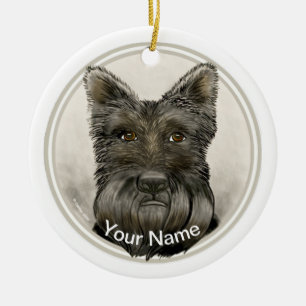Schottischer Terrier Rondo-Ornament Keramik Ornament