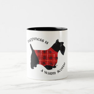Schottischer Terrier Rot-Schwarz Karierter Pullove Zweifarbige Tasse