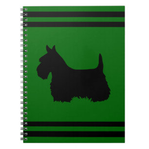 Schottischer Terrier Schwarz/Weiß-Silhouette Grün/ Notizblock
