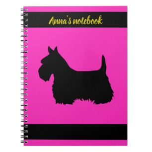 Schottischer Terrier Schwarz/Weiß-Silhouette Rosa/ Notizblock