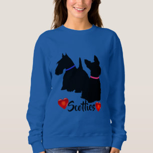 Schottischer Terrier/schwarze Silhouette rosa/blau Sweatshirt