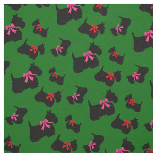 Schottischer Terrier schwarze Silhouette, rote/ros Stoff