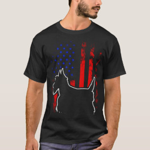 Schottischer Terrier Scottie Amerikanische Flagge T-Shirt