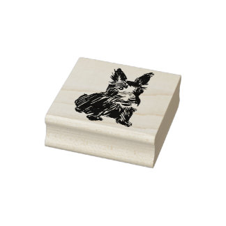 Schottischer Terrier - Scottie-Hund-Skizze-Stempel Gummistempel