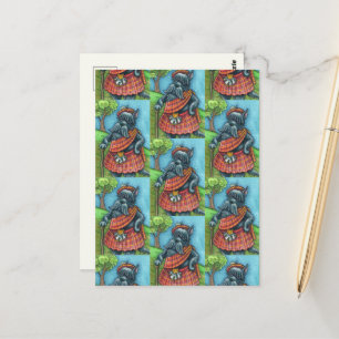 SCHOTTISCHER TERRIER, SCOTTIE-HUND STOLZ Kilt Spor Postkarte