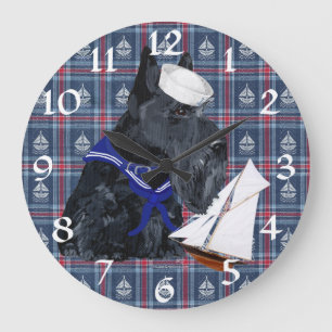 Schottischer Terrier-Seemann Große Wanduhr
