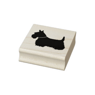 Schottischer Terrier, Silhouette/Kragen, Gummistempel