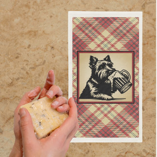 Schottischer Terrier-Tartan-Karo-Erdfarben Serviette