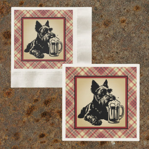 Schottischer Terrier-Tartan-Karo in Erdtönen Serviette