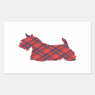 Schottischer Terrier Tartan Silhouette Rechteckiger Aufkleber