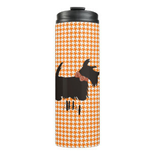 Schottischer Terrier tumbler, Orange-Hahnentrittmu Thermosbecher