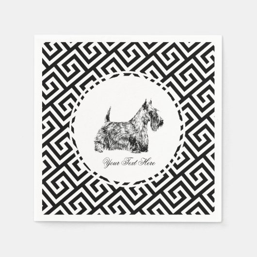 Schottischer Terrier und griechischer Schlüssel pe Serviette (Vorderseite)