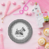 Schottischer Terrier und Houndstooth Personalisier Pappteller (Party)