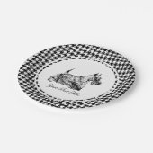 Schottischer Terrier und Houndstooth Personalisier Pappteller (Schrägansicht)