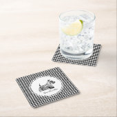 Schottischer Terrier und Houndstooth Personalisier Rechteckiger Pappuntersetzer (Vor Ort)