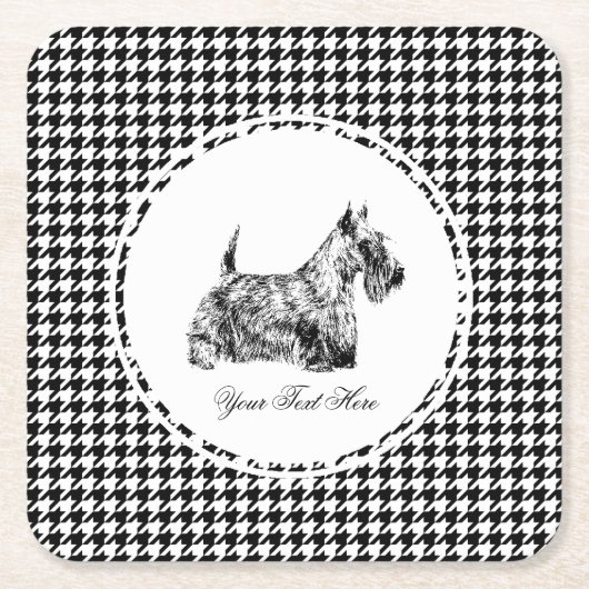 Schottischer Terrier und Houndstooth Personalisier Rechteckiger Pappuntersetzer (Vorderseite)