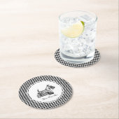 Schottischer Terrier und Houndstooth Personalisier Runder Pappuntersetzer (Vor Ort)