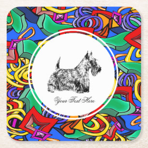 Schottischer Terrier und Pop-Art  Rechteckiger Pappuntersetzer