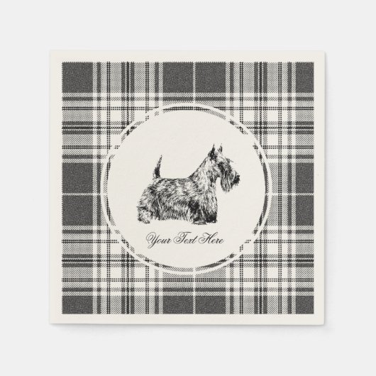 Schottischer Terrier und Schottenmuster Personalis Serviette (Vorderseite)