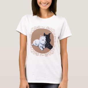Schottischer Terrier und Westie Design T-Shirt