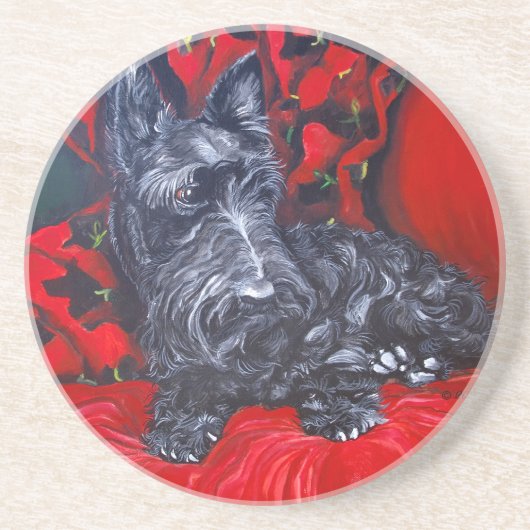 Schottischer Terrier-Untersetzer Sandstein Untersetzer (Vorne)