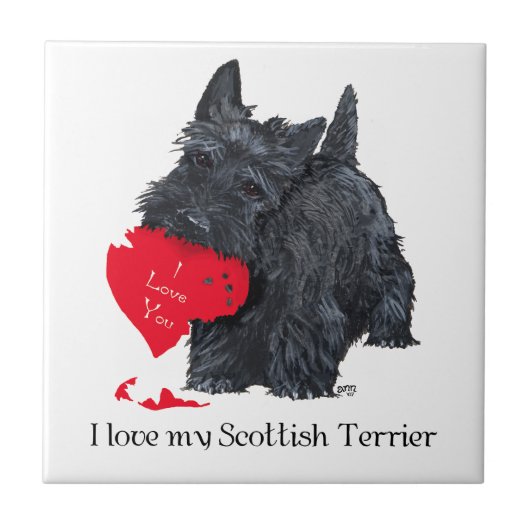 Schottischer Terrier Valentine Fliese (Vorderseite)