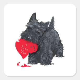 Schottischer Terrier Valentine Quadratischer Aufkleber