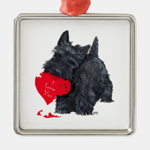 Schottischer Terrier Valentine Silbernes Ornament