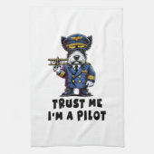 Schottischer Terrier Vertrau mir ich bin Pilot Geschirrtuch (Vertikal)
