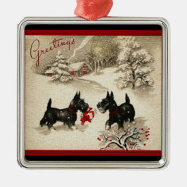 Schottischer Terrier-Vintage Silbernes Ornament