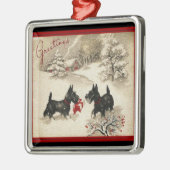 Schottischer Terrier-Vintage Silbernes Ornament (Links)