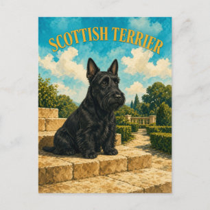 Schottischer Terrier, Vintage-Wasserfarben-Hundeku Postkarte