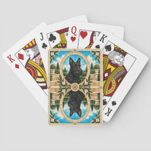 Schottischer Terrier, Vintage-Wasserfarben-Hundeku Spielkarten