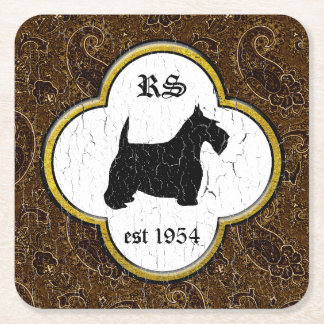 Schottischer Terrier Vintages Paisley Rechteckiger Pappuntersetzer