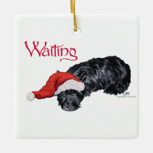 Schottischer Terrier wartet auf den Weihnachtsmann Keramikornament