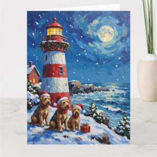 Schottischer Terrier Weihnachts-Leuchtturm Urlaub Karte