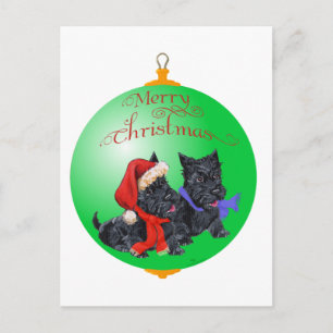Schottischer Terrier Weihnachtsbaumschmuck Feiertagspostkarte