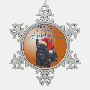 Schottischer Terrier Weihnachtsbaumschmuck Schneeflocken Zinn-Ornament