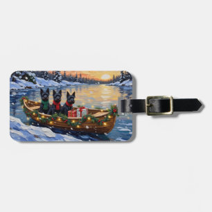 Schottischer Terrier Weihnachtsboot-Feiertag Gepäckanhänger