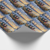 Schottischer Terrier Weihnachtsboot-Feiertag Geschenkpapier (Ecke)
