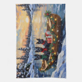Schottischer Terrier Weihnachtsboot-Feiertag Geschirrtuch (Vertikal)