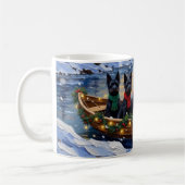 Schottischer Terrier Weihnachtsboot-Feiertag Kaffeetasse (Links)