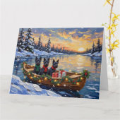 Schottischer Terrier Weihnachtsboot-Feiertag Karte (Gelbe Blume)