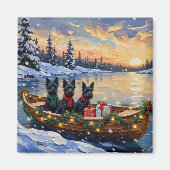 Schottischer Terrier Weihnachtsboot-Feiertag Magnet (Vorne)