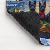 Schottischer Terrier Weihnachtsboot-Feiertag Mousepad (Ecke)