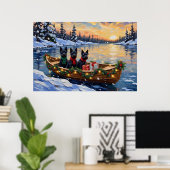Schottischer Terrier Weihnachtsboot-Feiertag Poster (Heimbüro)
