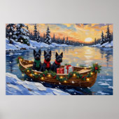 Schottischer Terrier Weihnachtsboot-Feiertag Poster (Vorne)