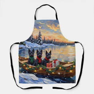 Schottischer Terrier Weihnachtsboot-Feiertag Schürze