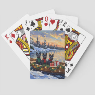 Schottischer Terrier Weihnachtsboot-Feiertag Spielkarten